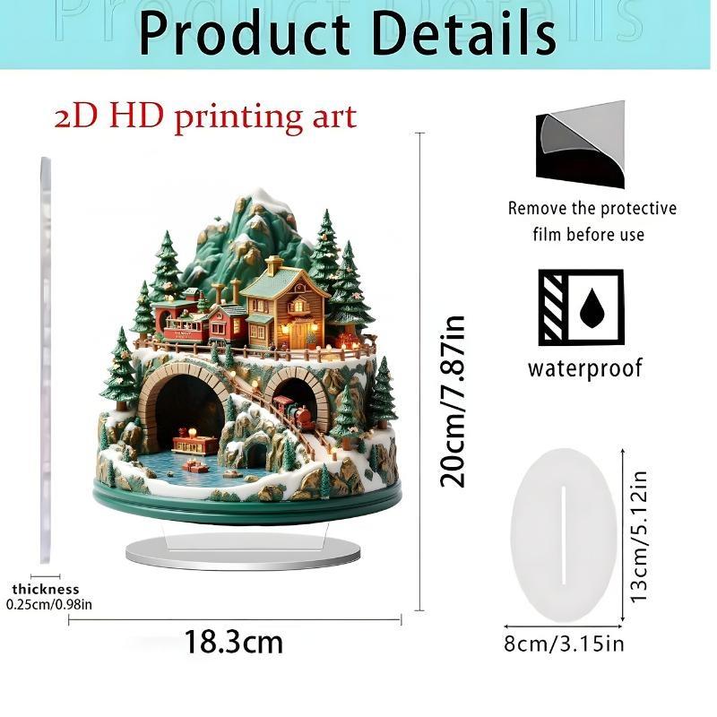 2D Acrylic Santa Claus Sled Decoration Christmas Tree Diy Ornaments Gifts Family Party Decorations Christmas Courtyard Ornaments