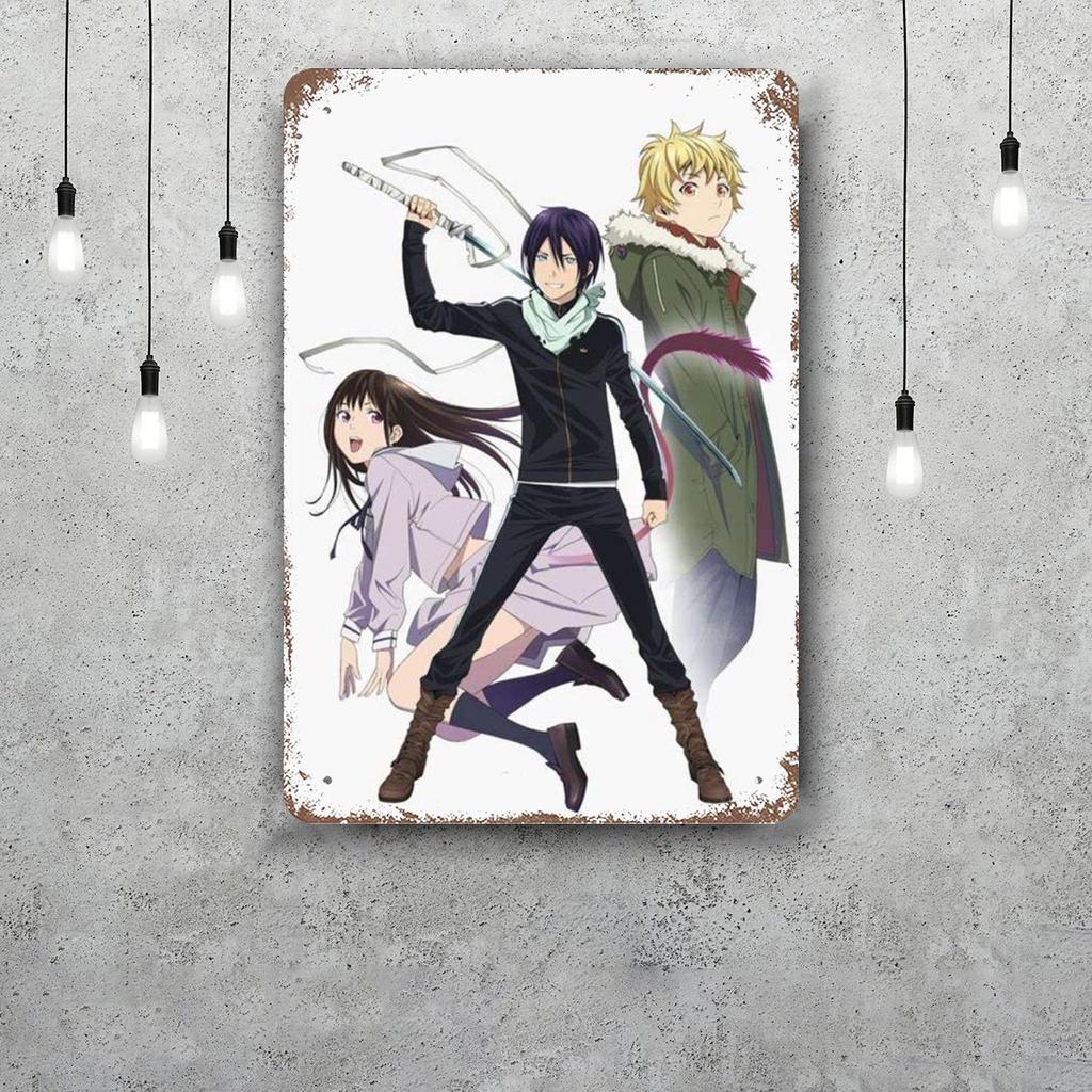 Noragami Anime Manga Segni di Latta Metallici Vintage Poster Decorazioni Placca Metallica Retrò Decorazioni per Pareti per Garage Bar