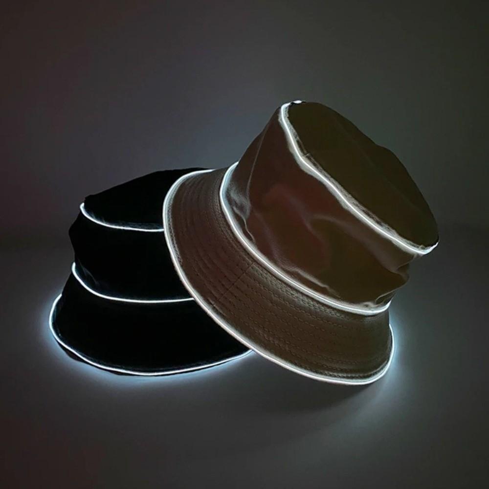 EL Wire LED Bucket Hat Flashing Modes Glowing Light Cap Fashion Flashing Glow Hat  Birthday Party