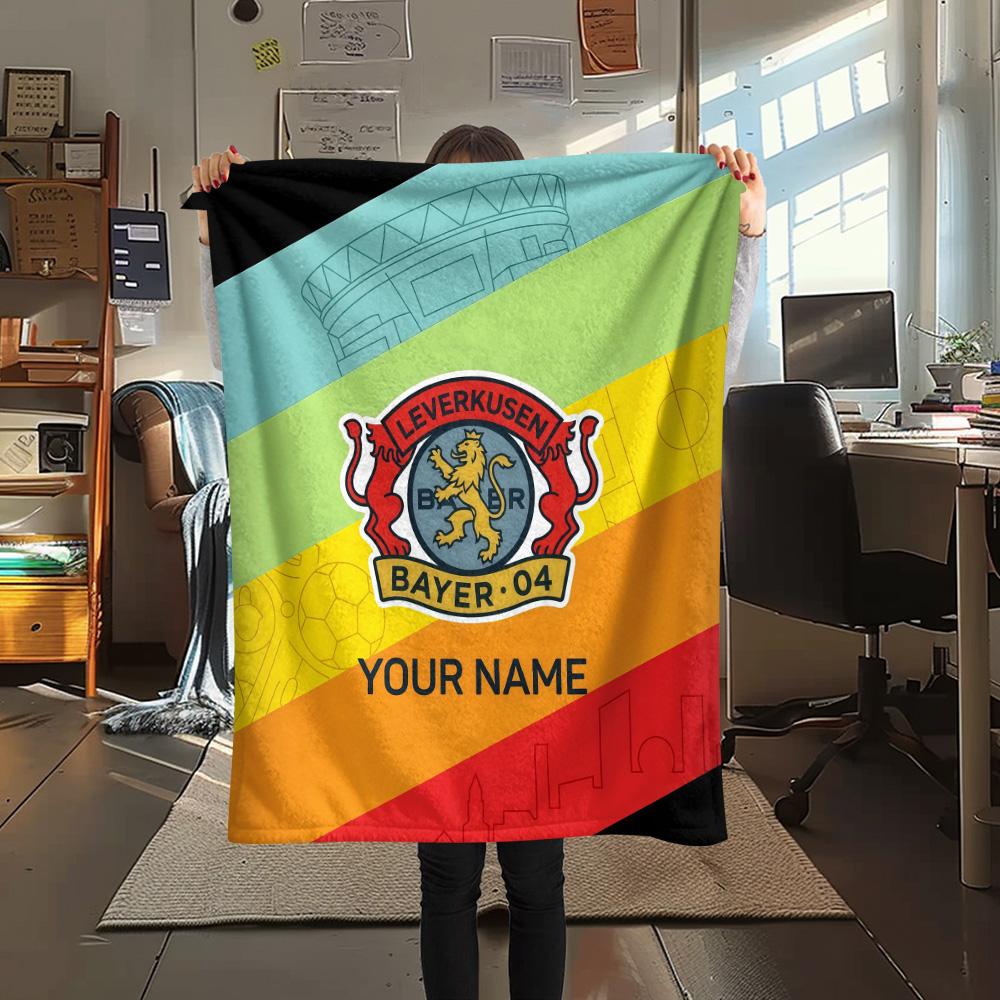 Custom Name Bayer Leverkusen Flannel Blanket, High Quality Comfortable for All Seasons, Home Decor, Warmth and Comfort