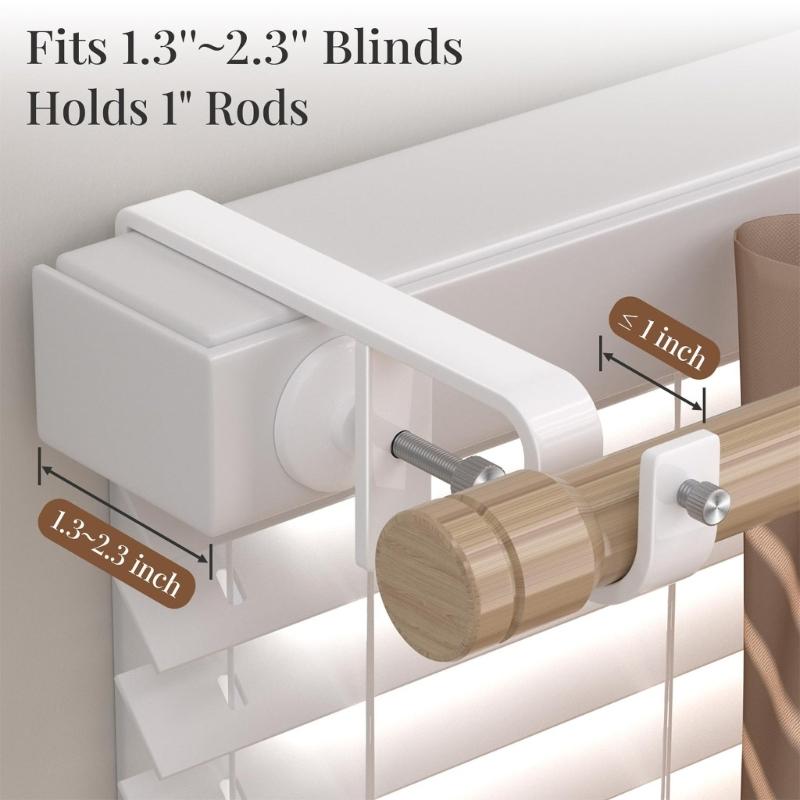 Adjustable Curtain Rod Clamp Support Set 3 Pack No Drill Metal Mount with Protective Screw Pad for Home Curtains