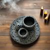 Handmade Stoneware Stick Candle Holder Cement Chime Candle Palo Santo Smudging Multifunctional Holder