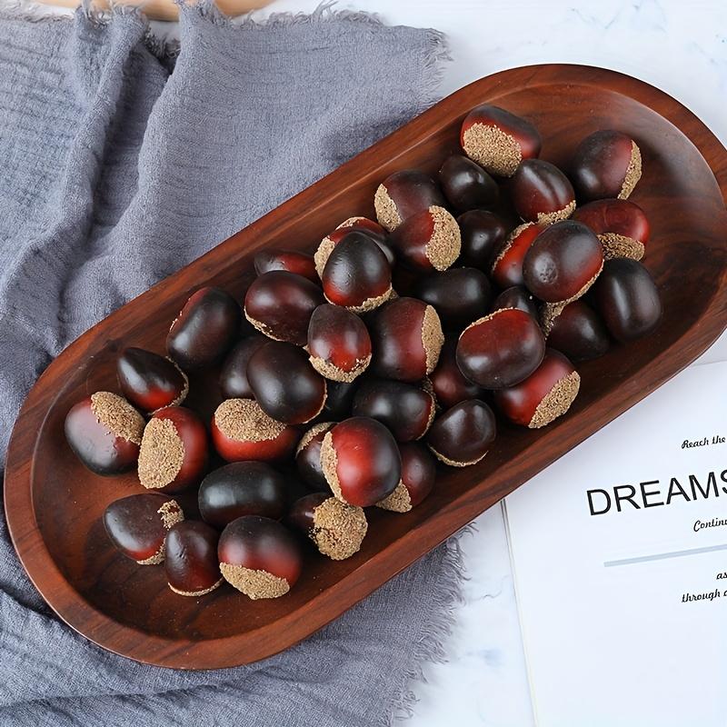 Realistic Artificial Chestnuts,12 Flat & 12 Pointed Durable Plastic Brown Decor for Home Parties,Festive Photography Props