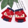 3-6 Years Thicken Kids Knitted Gloves Flip-Open Fingerless Gloves Winter Warm Mittens  for Baby Kids