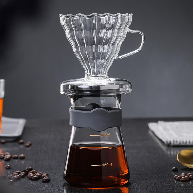Glass coffee pot with lid, American sharing pot set V60 glass filter cup coffee funnel