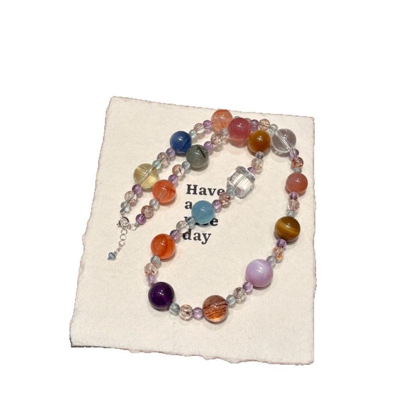 Handmade Natural Amethyst Beaded Bracelet Women Boho Style Colorful Multi-Stone Chain Jewelry 2026