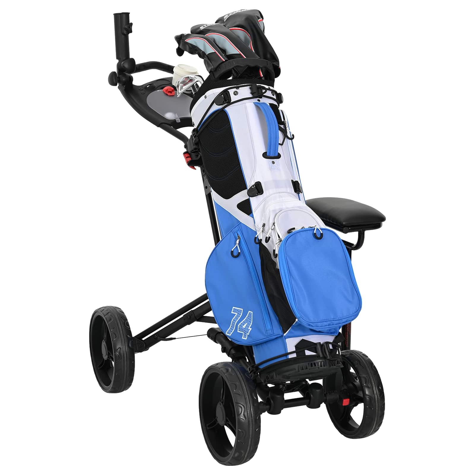 Golf Trolley mit Sitz Schwarz Aluminium Faltbar