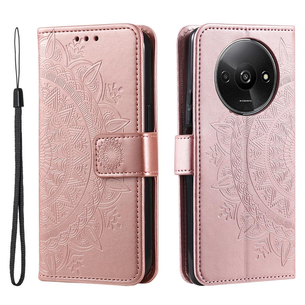 For Xiaomi Redmi A3/Poco C61 4G Case Mandala Flower Imprinted Drop Resistant Leather Phone Wallet Cover