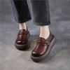 Johnature Genuine Leather Thick Soled Women's Shoes Round Toe Lightweight Retro Flat Platform Shoes
