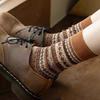Japanese Retro Ethnic Style Maillard Fair Island Warm Knitted Socks For Women