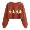 Women's Fashion Halloween Printed Navel-Exposed Long Sleeve Pullover Sweatshirt