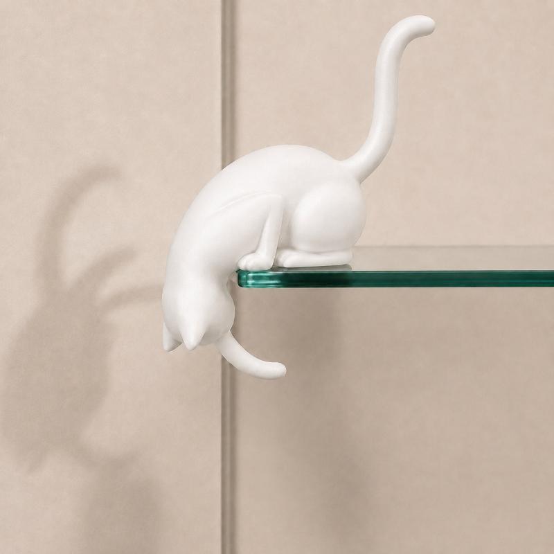 Kreative 3D-gedruckte Klebehaken für die Wand Katzenschwanzform Regalrand Bohrlos Heimdekoration Katzenform Hängehalter
