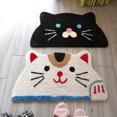 Cute Cartoon Cat Crystal Velvet Faux Cashmere Bath Mat Water Absorbent Non Slip Bathroom Entrance Carpet Rug