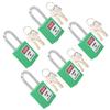5Sets 38mm Padlock Lockout Tagout HardWearing with 10 Keys Writable Label for Machine Building Security(Green )