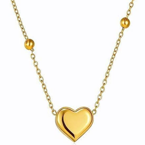 baizihuahu Heart Charm Necklace, Women Love Golden Pendant Dainty Necklace for Daily Wear Work Party