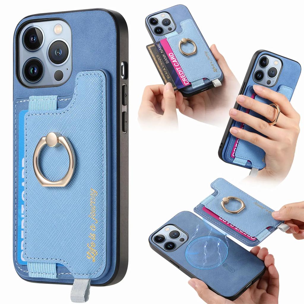 2 in 1 Detachable Magnetic Wallet Leather Ring Holder Case For iPhone 15 Pro Max 16 Plus 14 13 12 11 XR XS Se 2022 Stand Cover