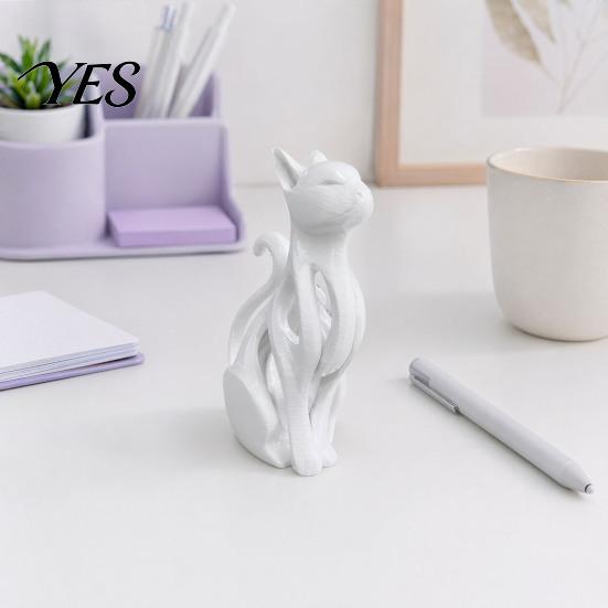 Hollow Cat Decoration 3D Printed Figurine, Modern Black White Kitten Statue, Shape Figurine Artistic Animal Sculpture Desk Decoration, Gift for Lovers