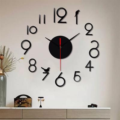 Bezramowy DIY Ścienny wyciszenie zegara 3D Lustro powierzchni Naklejki Home Office Decor