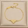 18K Gold CNC Laser-Engraved Four-Leaf Clover Bracelet & Five-Petal Necklace Set