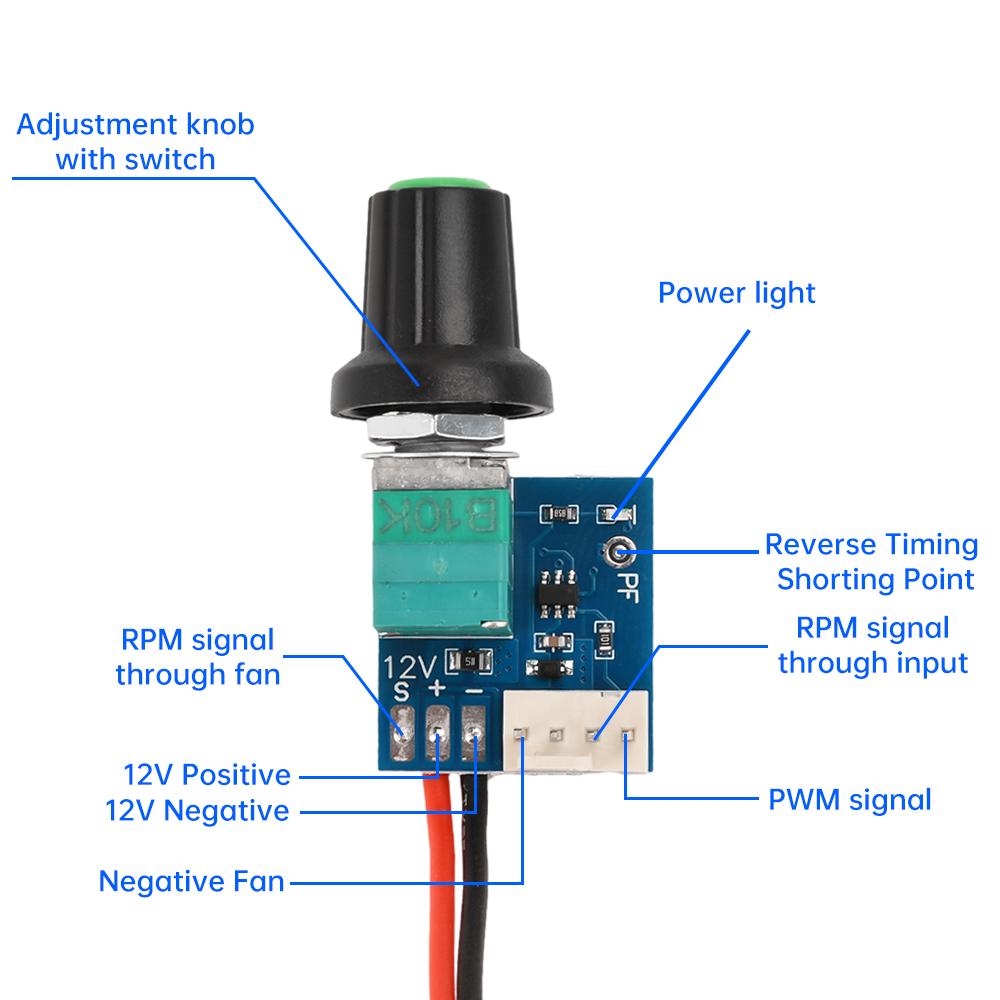 DC 1V-11V PWM Hastighedsregulator Blæserhastighedsregulator 1-leder Computer Temperaturstyringskontakt til PC CPU Kølerblæser Manuel Stop