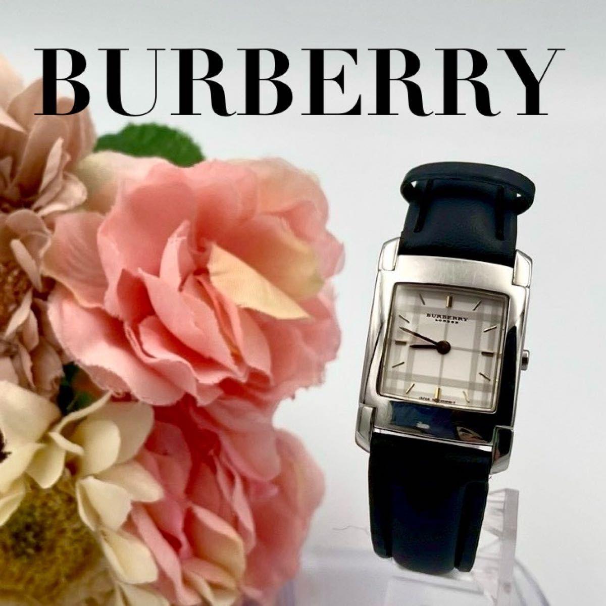 Used 844 New battery/belt BURBERRY Burberry Square Watch Quartz Nova Check White Dial Ladies Working