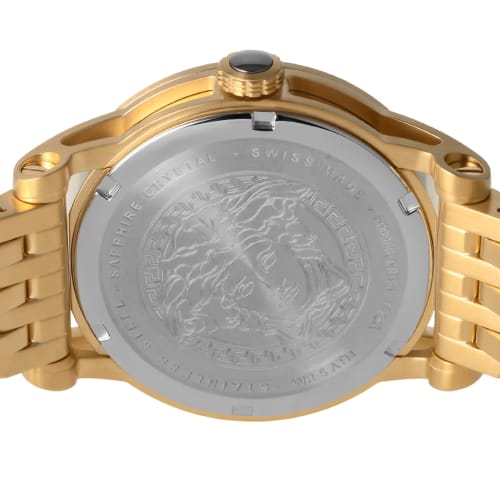 Versace Palazzo Empire 43mm Schweizer Quarz Uhr, Weißes Zifferblatt, Edelstahl, Saphirglas, Gold, VERD00318, Herren