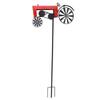 Traktor Windspiel Vintage Drehende Räder Metall Außenstecker Windmühle Dekoration für Blumenbeet Rasen Garten Rot