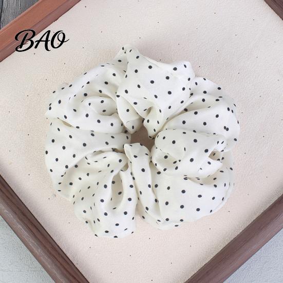 Elegant Daily Hair Decorations Retro Polka Dot Tie for Women Girls, Soft Elastic Scrunchies, Fabric Scrunchies Ponytail Holder, Fashionable