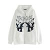 Damska bluza z kapturem zapinana na zamek z grafiką litery 'Angel' Luźna Oversize Streetwear Z długim rękawem Kurtka z kapturem Codzienna odzież wierzchnia na wiosnę