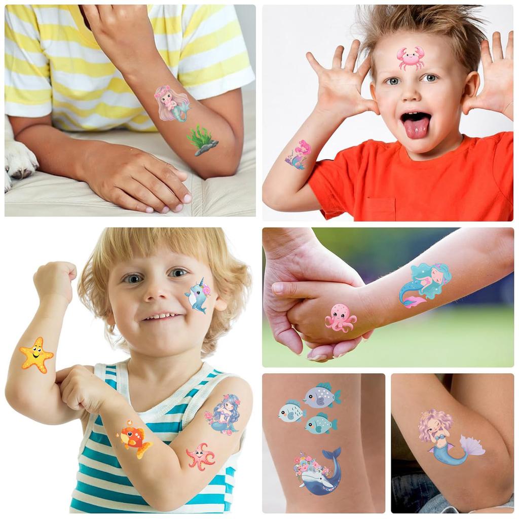 New Cartoon Children's Mermaid Series Tattoo Stickers Waterproof Party Gift Funny Face Stickers