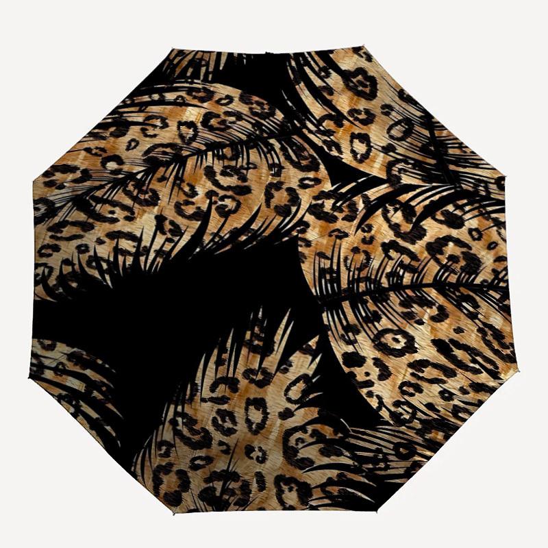 

1pc Leopard Palm Automatic Open/Close Umbrella Compact Folding Umbrella, All-Season Portable Umbrella for Women/Men250