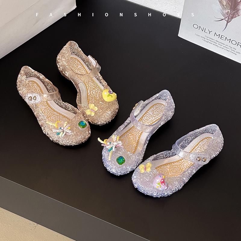 Girls Princess Shoes Soft Sole Retro Kids Flat Shoes Round Toes Trendy 2025 New Fashion Children Dance Shoes PVC Comfortable