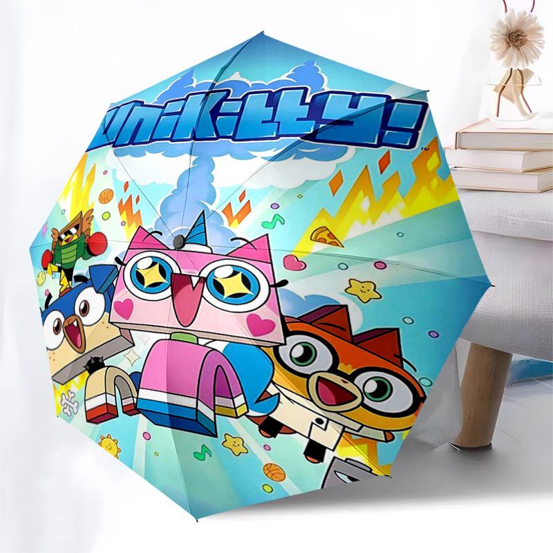 1pc Unikitty! Outdoor Umbrella - Automatic Opening & Closing, Portable 3-Fold Design with 8-Rib Iron Frame - Perfect Gift for Fans, Travelers, Everyda