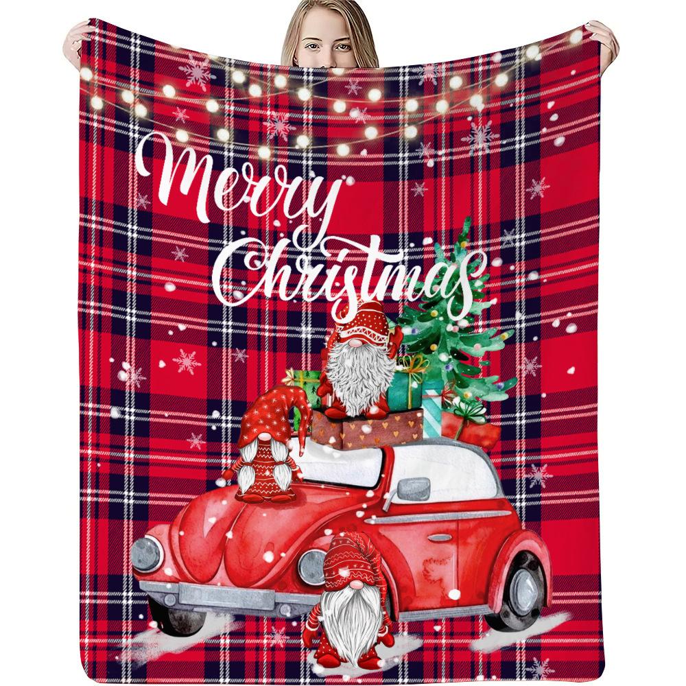 Cartoon Christmas digitalprinted polyester Bedroom velvet flannel cover blanket Fleece soft sofa cover blankets for beds