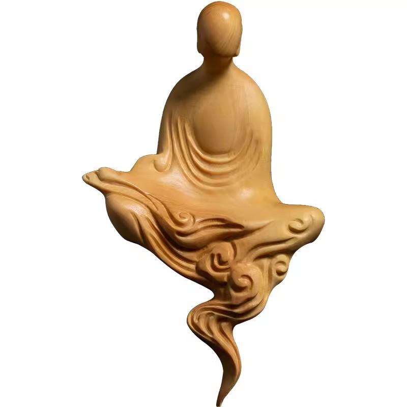 

Древесина Хуанъян, китайский стиль Дзен, бесформенный Будда, резьба по дереву, креативная твердая древесина, изысканные украшения статуй Будды светло-зеленый