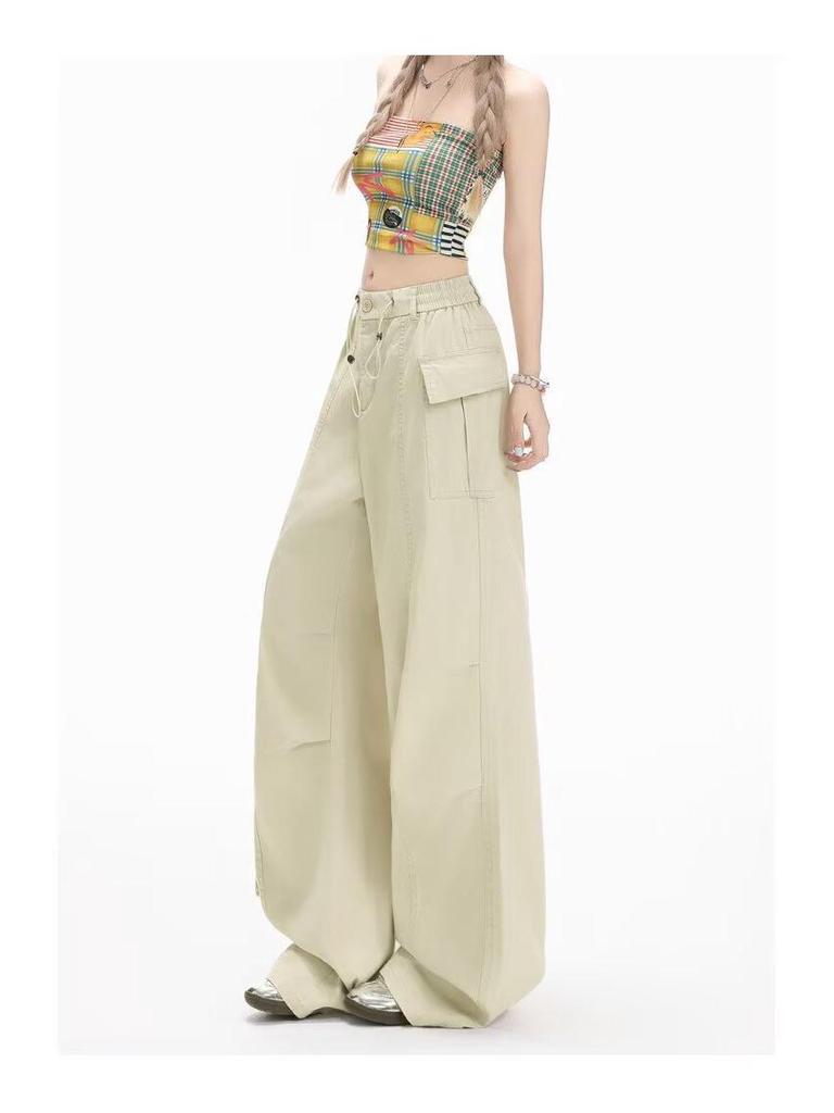 2026 Women's Korean Style Loose Casual Pants - Trendy, Versatile Spring/Summer Drop-Weight Straight Leg Cargo Pants.