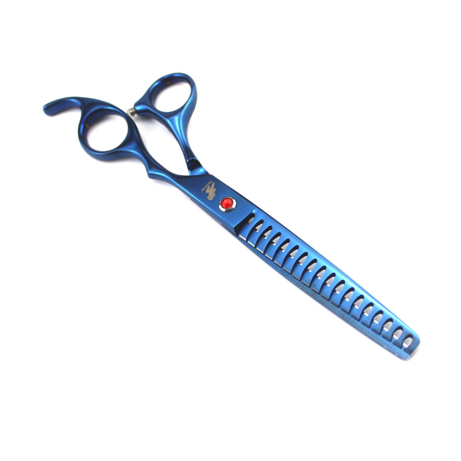 7-inch Pet Grooming Fishbone Shears - Color Plated Thinning Scissors, 5 Colors Available Blue