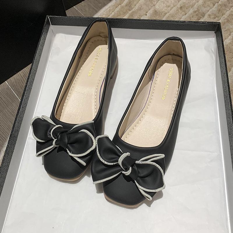 

Soft-soled thick-heeled single shoes for women s spring and summer new models with skirts, one pedal, soft-faced femininity is simple 35 чорний