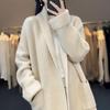 Autunno e inverno versione coreana maglione lungo medio scollo a V cappotto da donna snellente stile pigro cardigan lavorato a maglia