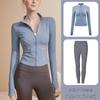 Women's Long Sleeve Sports Yoga Jacket - Stand Collar Cardigan for Running, Fitness, and Pilates