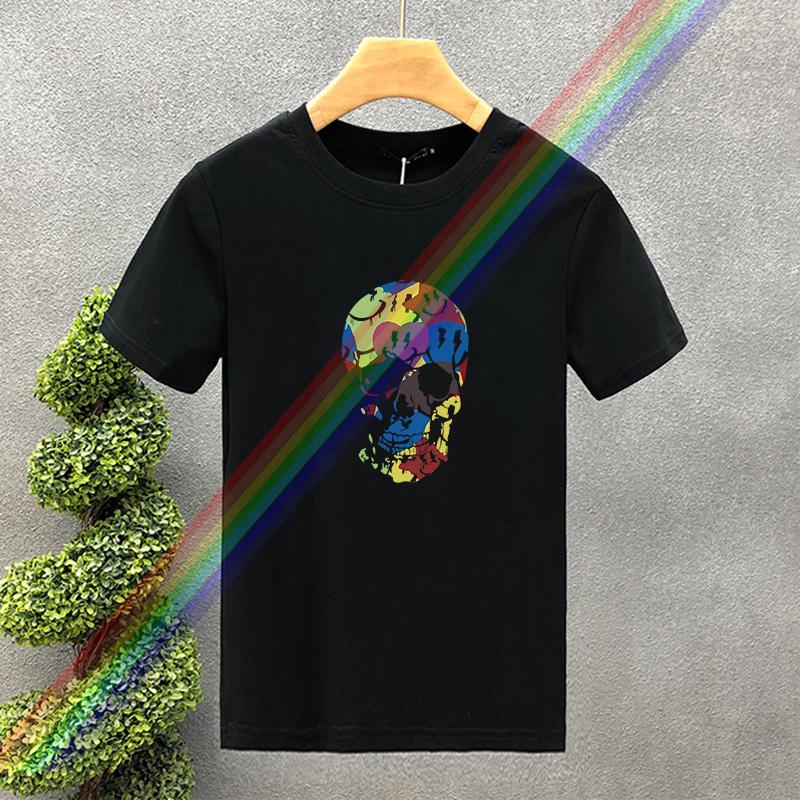 New High Quality Luxury Brand Y2k Skeleton Printing Clothing T-Shirt Harajuku 100% Cotton For Men's O-Neck Short Sleeve Top Tees