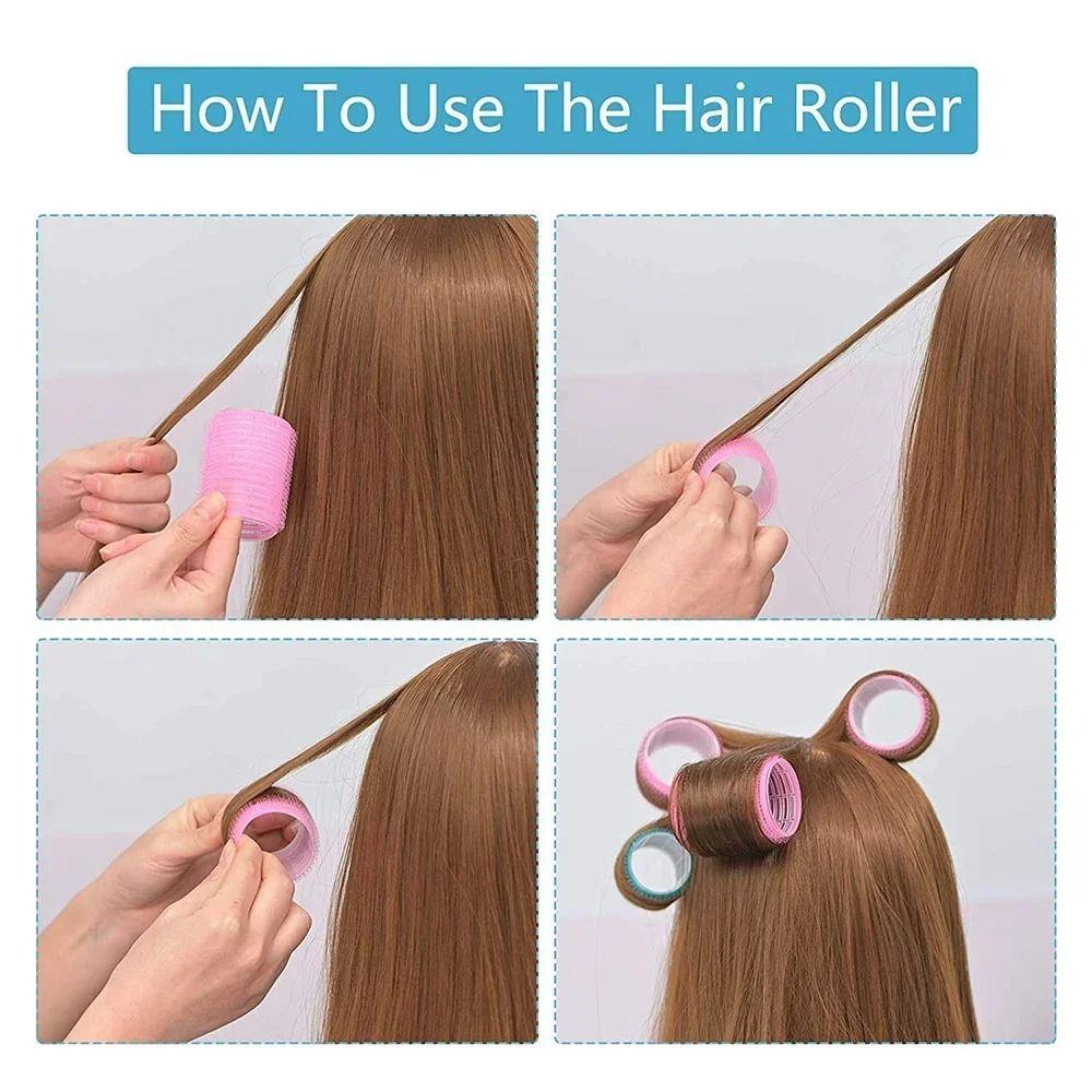 Pink Heatless Hair Curlers Self-adhesive Curling Roller Air Bangs Curling Rollers