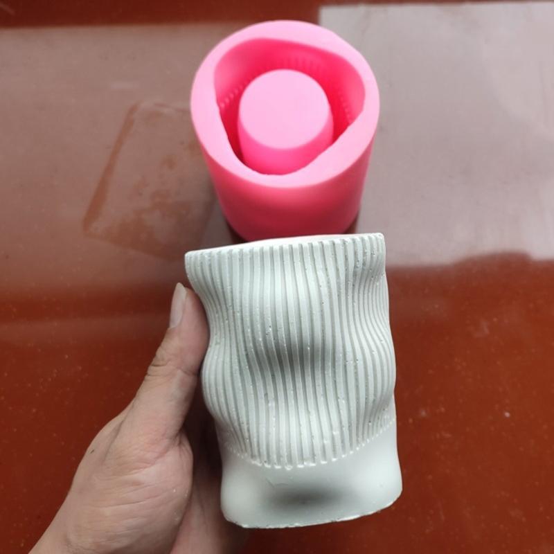 Wave Twisted Concrete Silicone Pot Mold Succulent Flowerpot Clay Cement Plaster Molds DIY Home Garden Flower Pots Mold