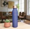 ABHAS® 1000ml Copper Water Bottle – Matte Blue Finish | Pure Copper | Ayurveda Wellness