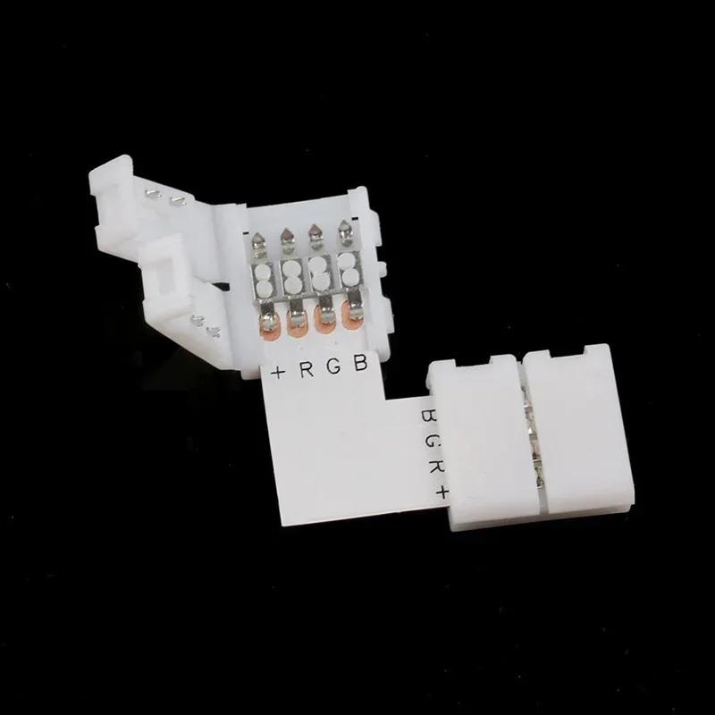 4Pcs L-shape 4Pin RGB 5050 LED Connector LED Strip Light Connectors L-shaped Light Strip Corner Connector