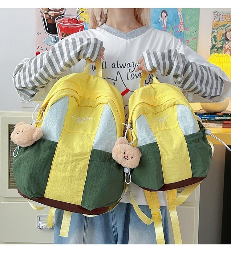 

Nylon Student Backpack With Breathable Design And Letter Pattern For Daily Use YellowSmallDecor
