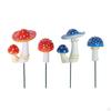 2 Decorative Mushroom-Shaped Garden Stakes for Flower Pots, Small Sculptures, Miniature Figures