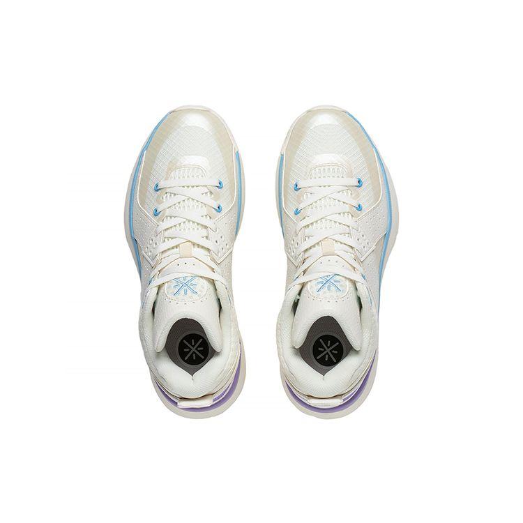 Li Ning All City 5 Non-Slip Wear-Resistant Mid-Top Basketball Shoes Men Basketball Shoes White Blue Purple ABAS105-4