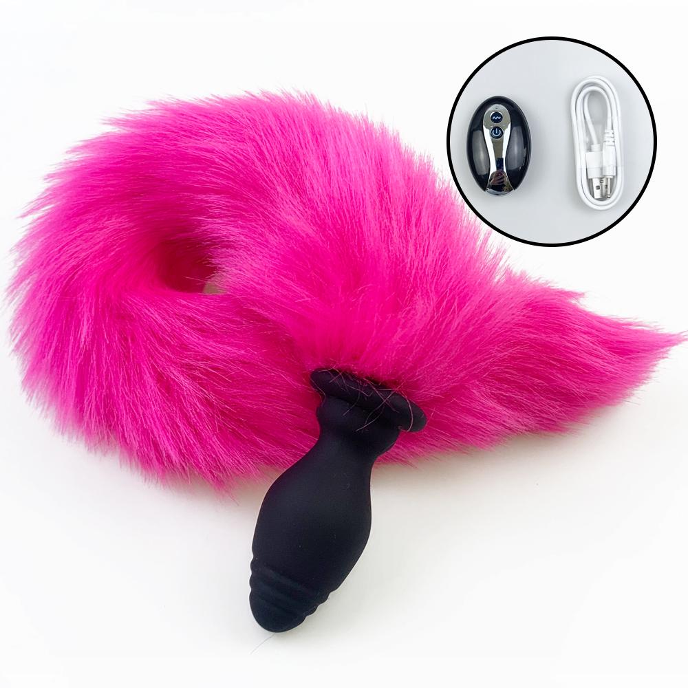 Silicone Wireless Remote Control Fox Tail Anal Plug Vibrating Tail Butt Plug Vibrator For Women Dildos Stimulator Adult Sex Toys