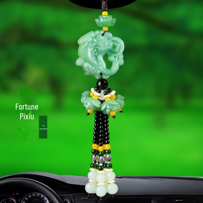 

Зеленый нефритовый лотос Pixiu подвеска для автомобиля украшение